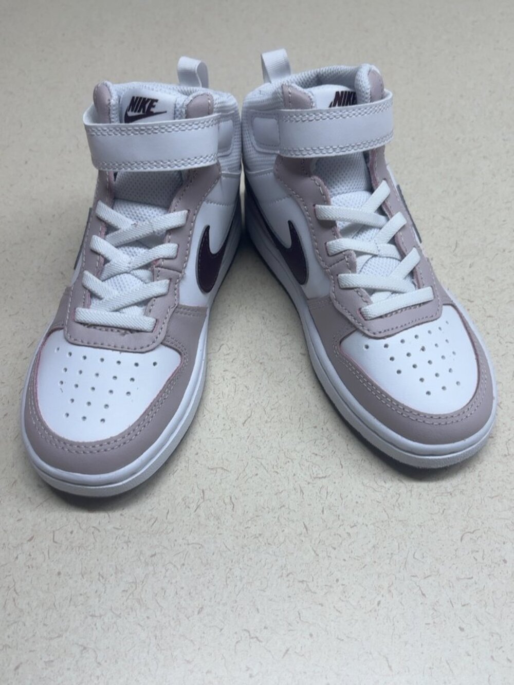 Nike Court Borough Mid 2 (PSV) sneakers white/Burgundy Crush size 12c